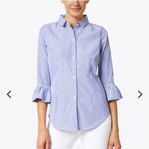 Gretchen Scott blue and white striped button down XS